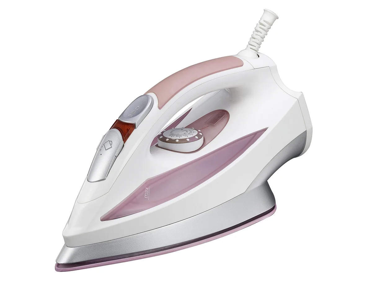 Clothes iron photographed with a shadowed studio background before AI background removal
